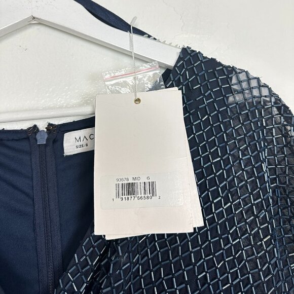 MAC DUGGAL Beaded Butterfly Sleeve Column Gown in Midnight Size US 6 NWT - Picture 6 of 12